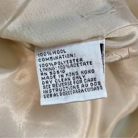 Vtg Albert Nipon Wool Beaded Buttoned Formal Evening Jacket Beige Size 8 - Picture 9 of 10